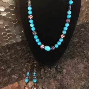 Natural Stone Necklace and Earring Set